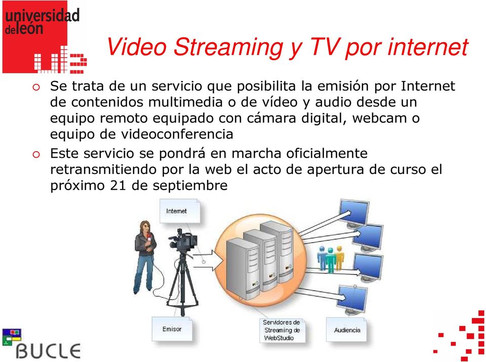 cámara digital, webcam o equipo de videoconferencia Este servicio se pondrá en marcha