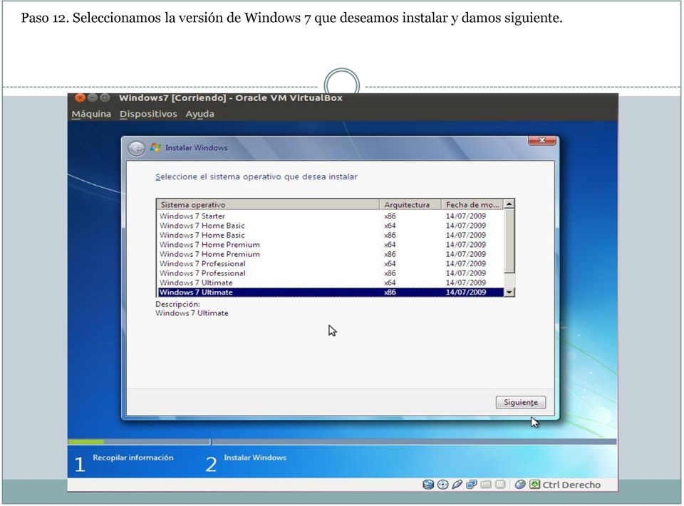 versión de Windows 7