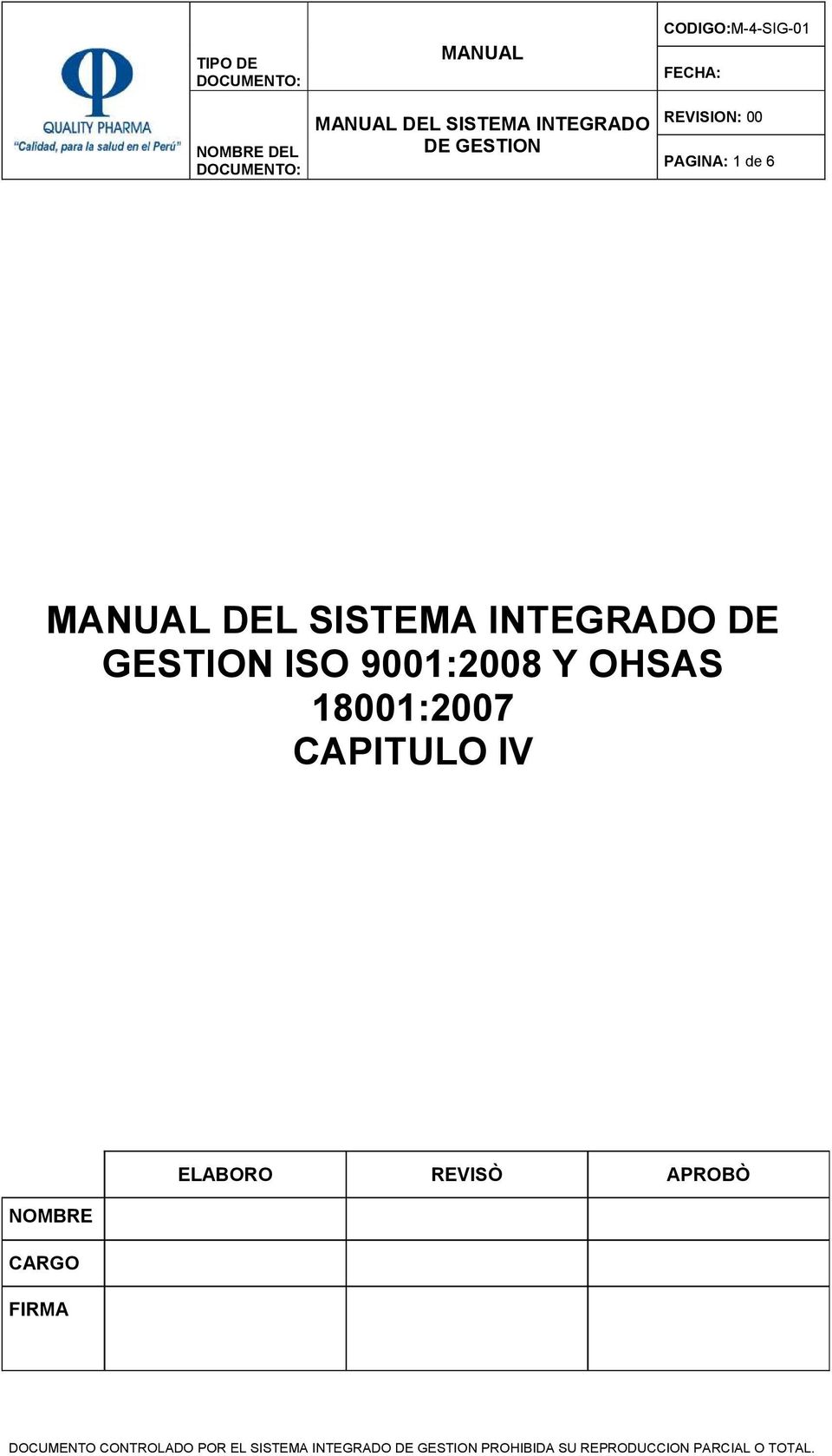 9001:2008 Y OHSAS 18001:2007 CAPITULO