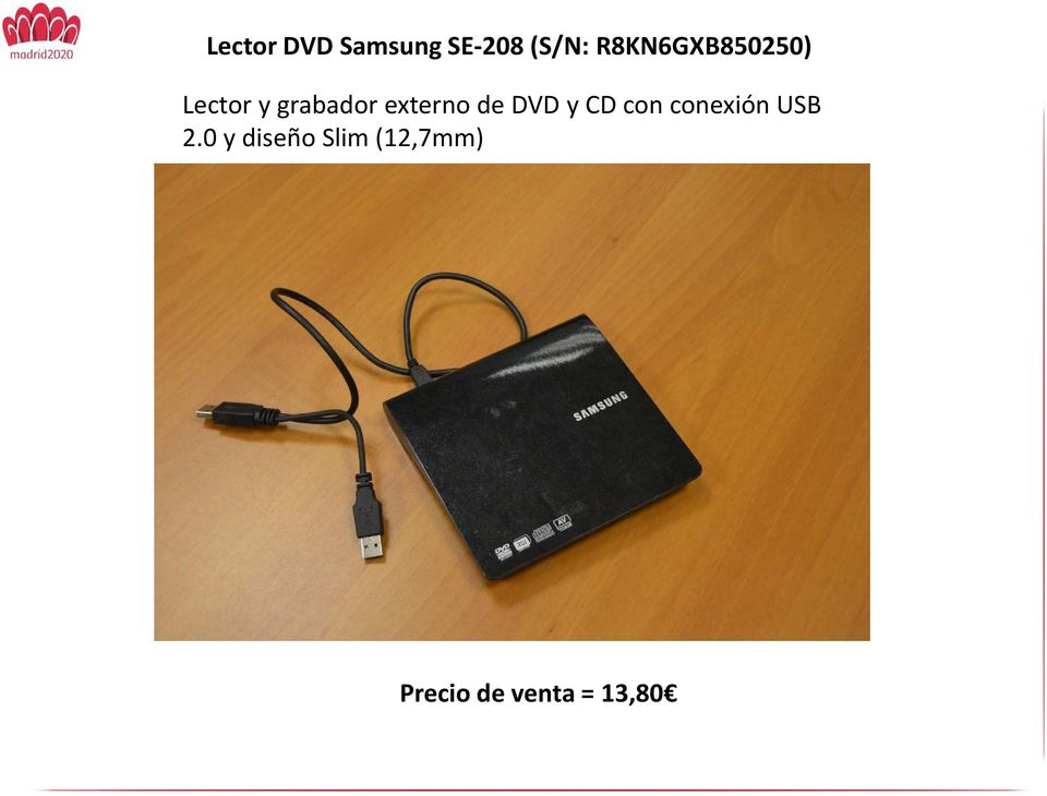 externo de DVD y CD con conexión USB 2.