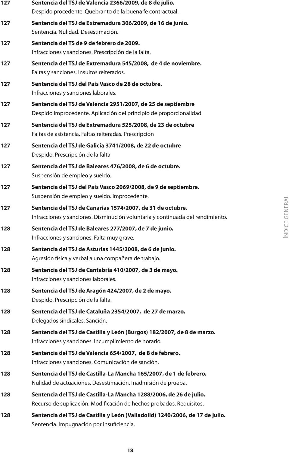 Insultos reiterados. 127 Sentencia del TSJ del País Vasco de 28 de octubre. Infracciones y sanciones laborales. 127 Sentencia del TSJ de Valencia 2951/2007, de 25 de septiembre Despido improcedente.