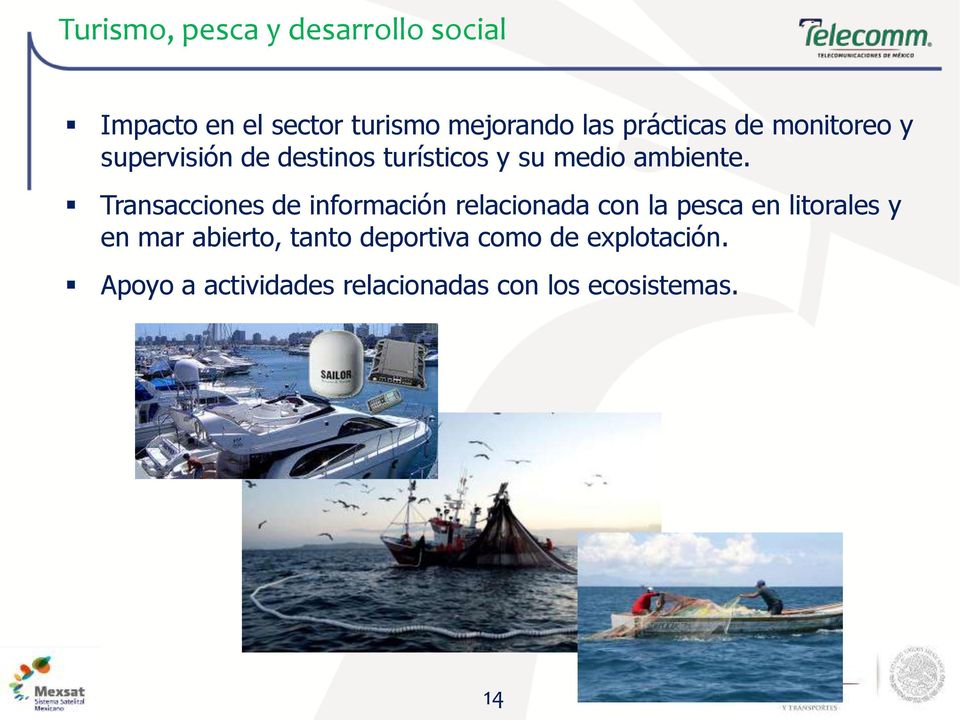 Transacciones de información relacionada con la pesca en litorales y en mar abierto,