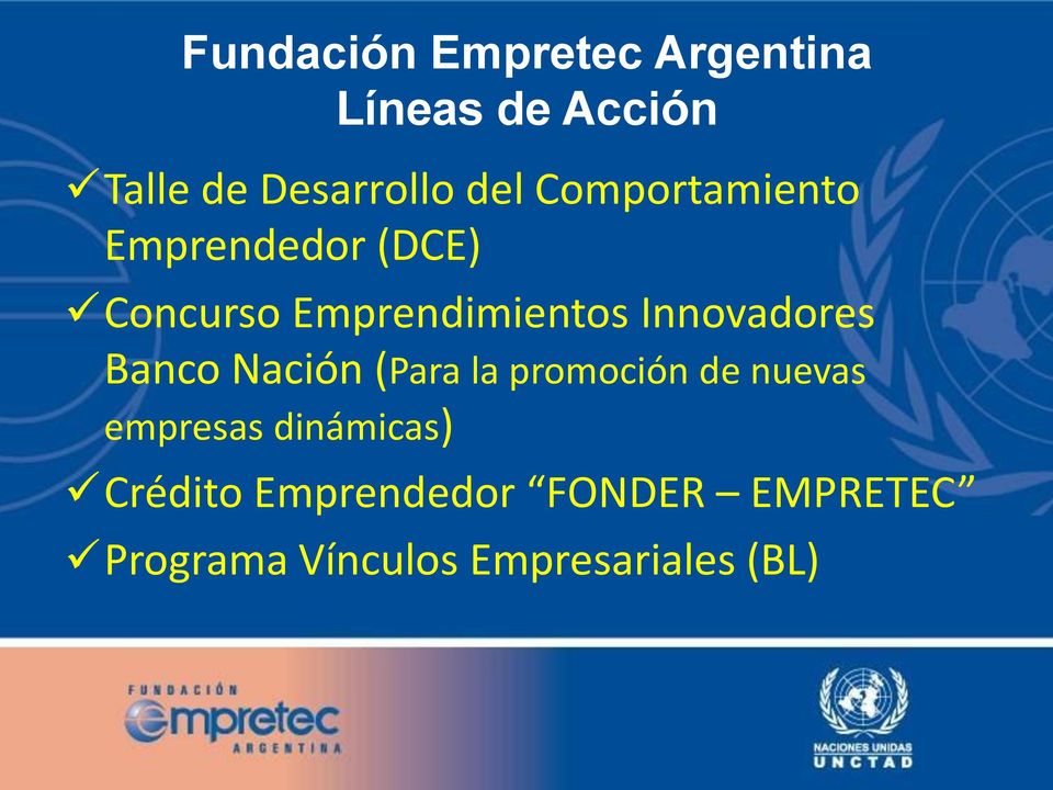 Innovadores Banco Nación (Para la promoción de nuevas empresas