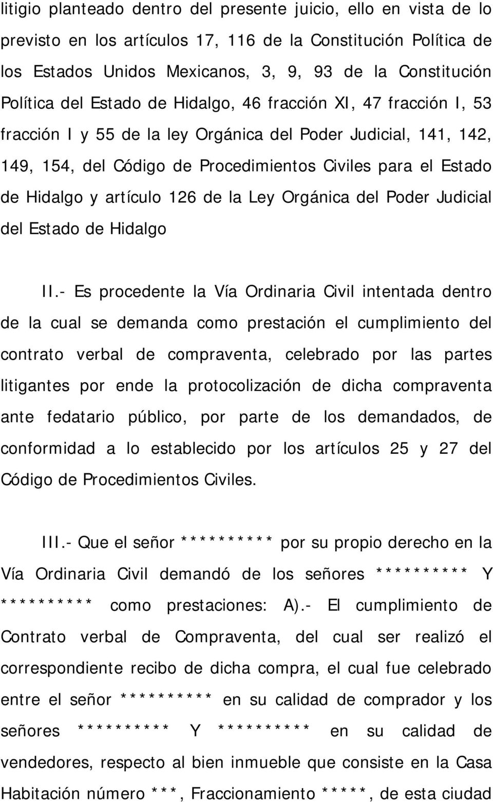 artículo 126 de la Ley Orgánica del Poder Judicial del Estado de Hidalgo II.