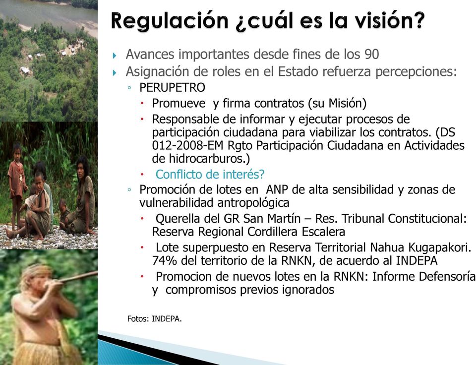 Promoción de lotes en ANP de alta sensibilidad y zonas de vulnerabilidad antropológica Querella del GR San Martín Res.
