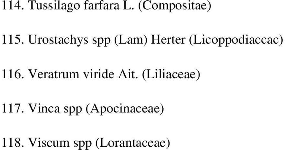 116. Veratrum viride Ait. (Liliaceae) 117.