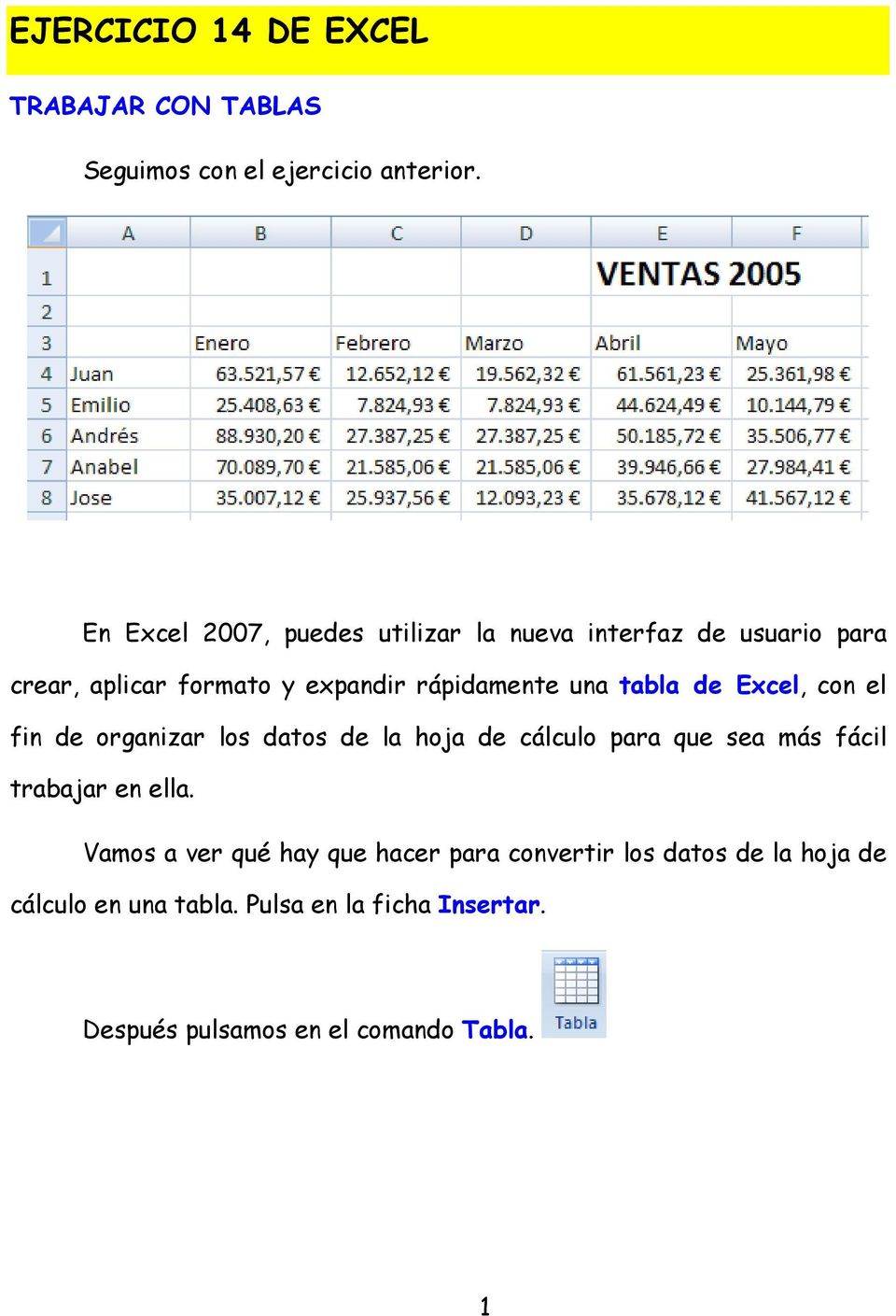 tabla de Excel, con el fin de organizar los datos de la hoja de cálculo para que sea más fácil trabajar en ella.