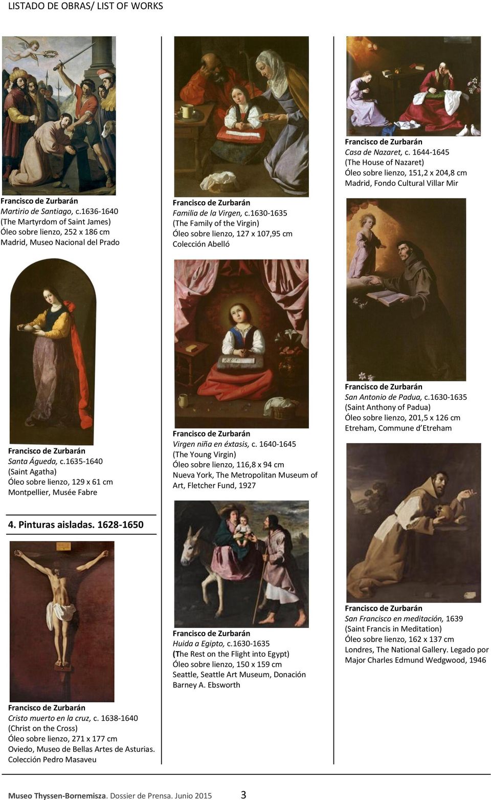 1630-1635 (The Family of the Virgin) Óleo sobre lienzo, 127 x 107,95 cm Colección Abelló Santa Águeda, c.