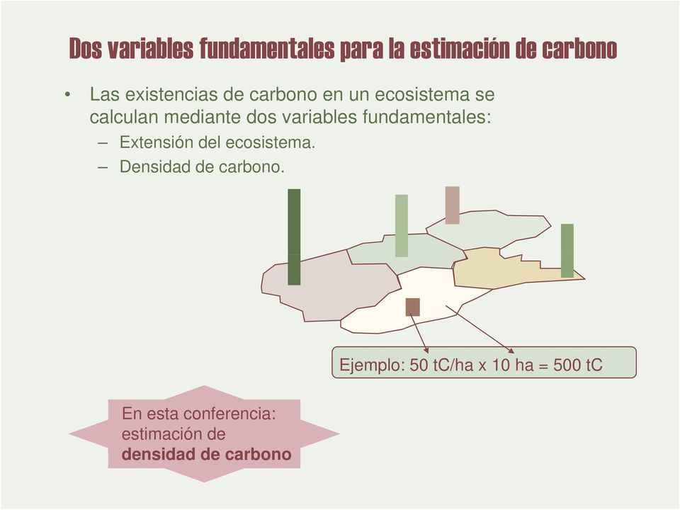 variables fundamentales: Extensión del ecosistema. Densidad de carbono.