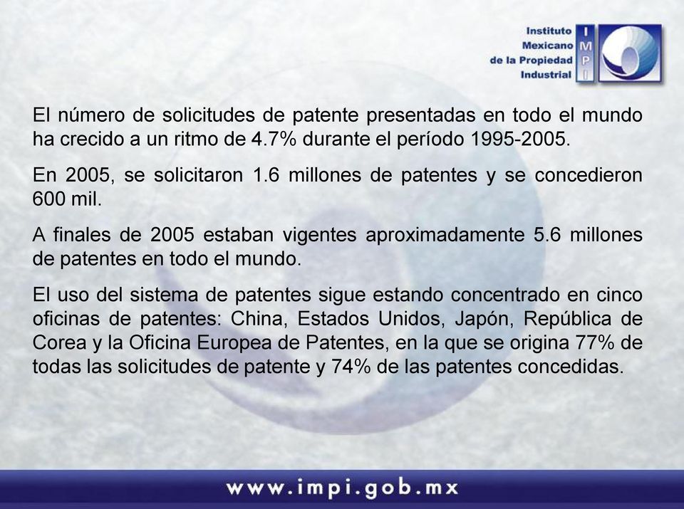 6 millones de patentes en todo el mundo.