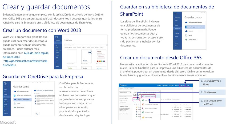 Crear un documento con Word 2013 Word 2013 proporciona plantillas que puede usar para crear documentos, o puede comenzar con un documento en blanco.