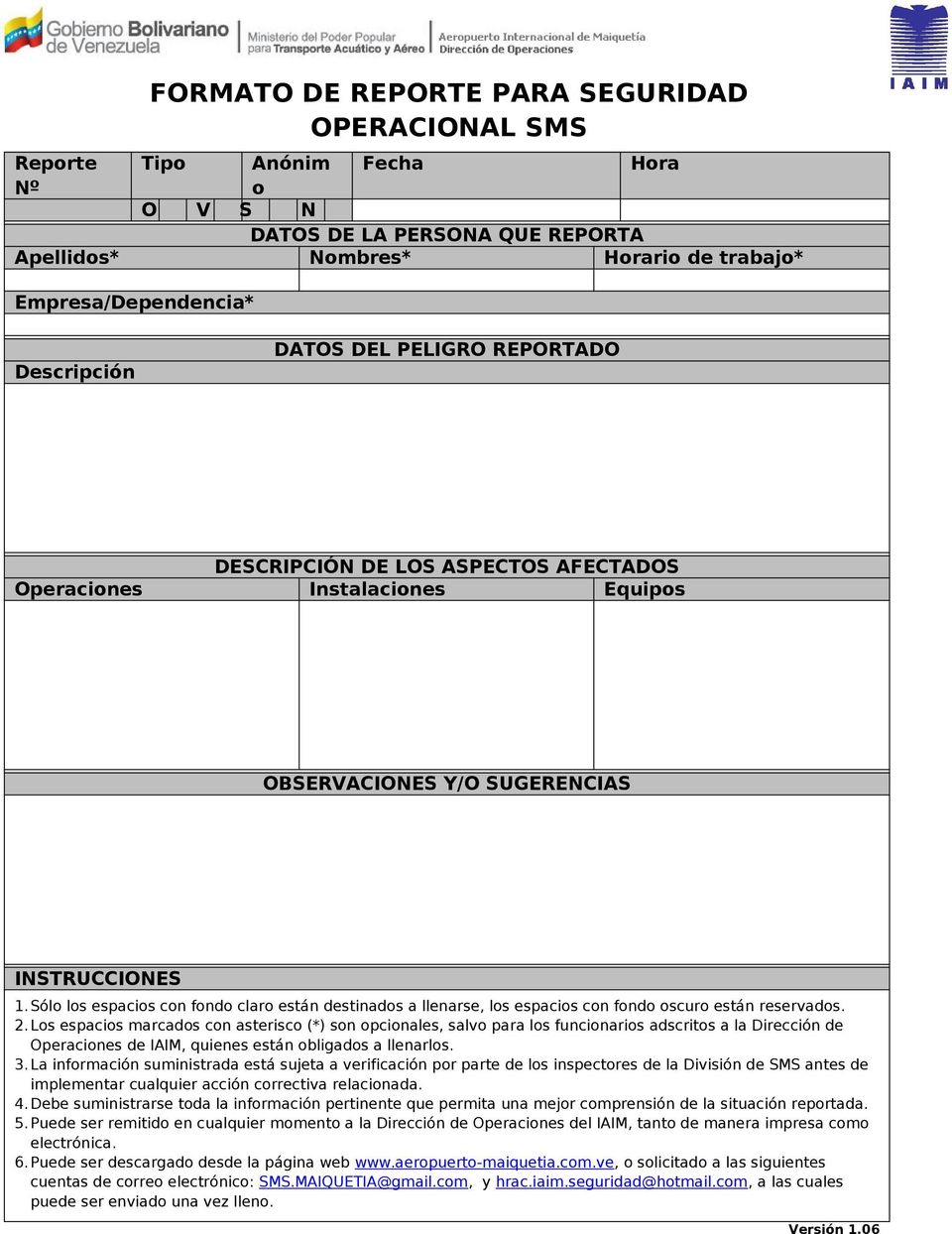 FORMATO DE REPORTE PARA SEGURIDAD OPERACIONAL SMS - PDF Free Download