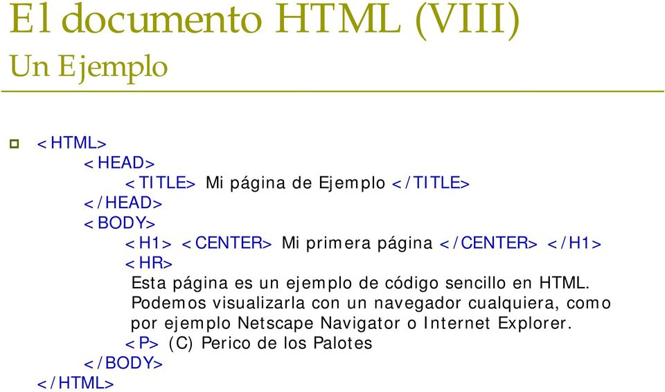 ejemplo de código sencillo en HTML.