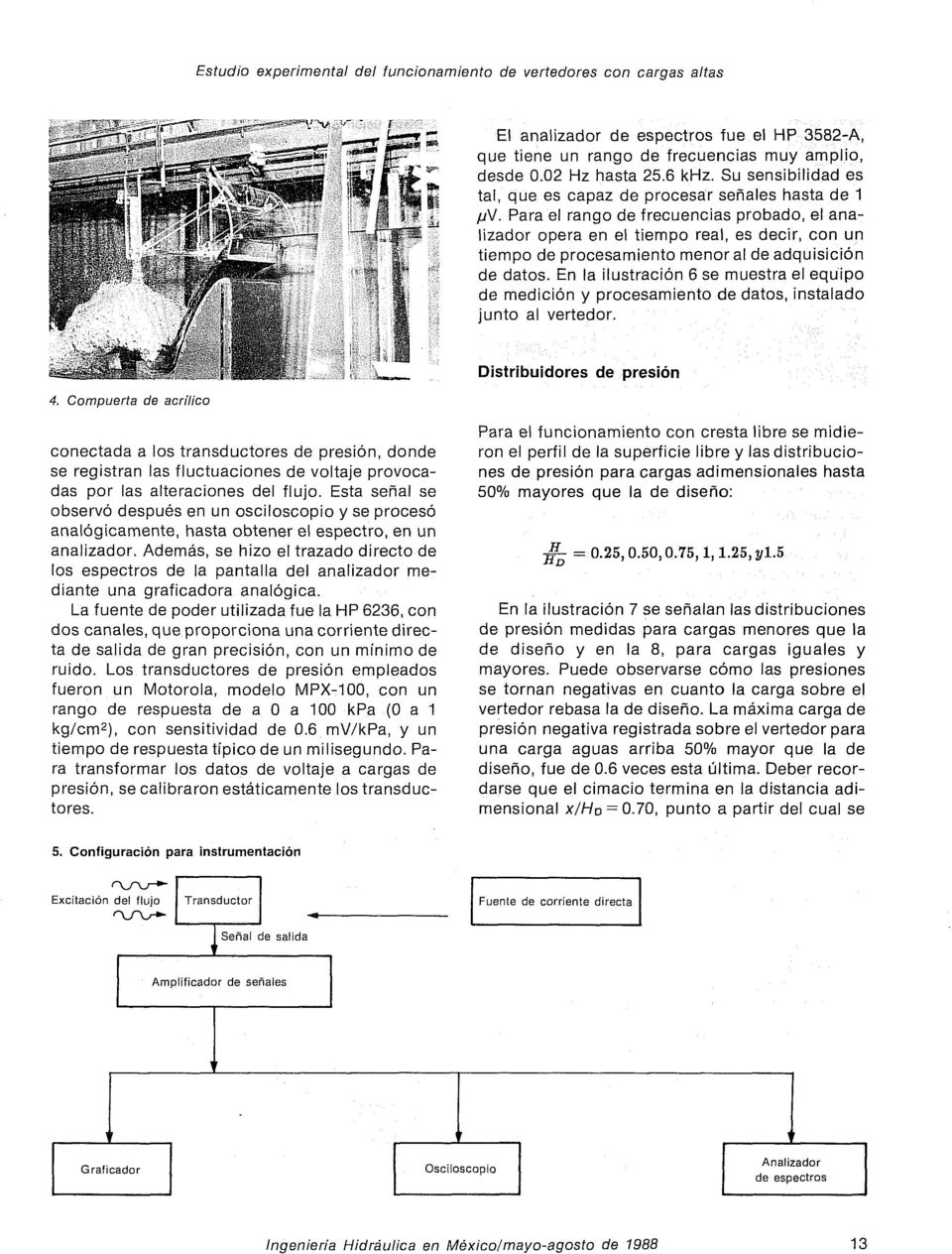 adquisición de datos. En la ilustración 6 se muestra el equipo de medición y procesamiento de datos, instalado junto al vertedor.