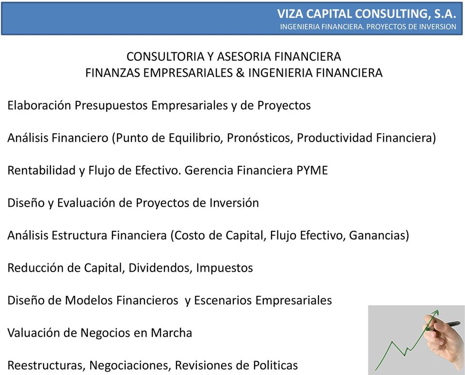 Gerencia Financiera PYME Diseño y Evaluación de Proyectos de Inversión Análisis Estructura Financiera (Costo de Capital, Flujo Efectivo,