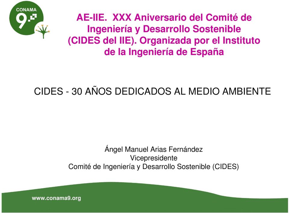 IIE). Organizada por el Instituto de la Ingeniería de España CIDES - 30