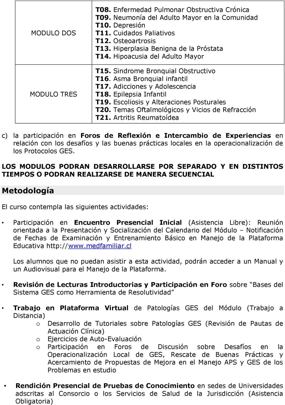 Escoliosis y Alteraciones Posturales T20. Temas Oftalmológicos y Vicios de Refracción T21.