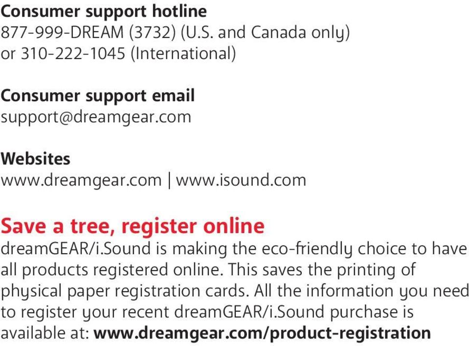 isound.com Save a tree, register online dreamgear/i.
