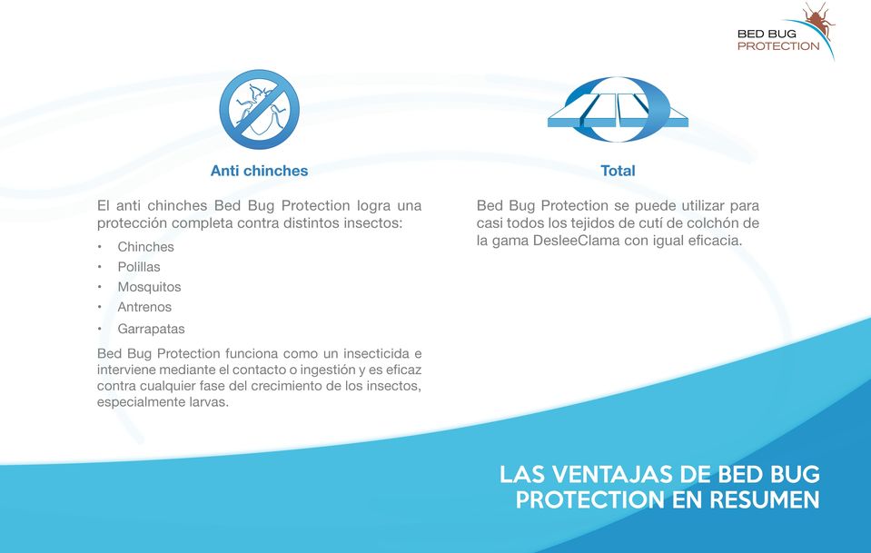 Chinches Polillas Mosquitos Antrenos Garrapatas Bed Bug Protection funciona como un insecticida e interviene mediante el