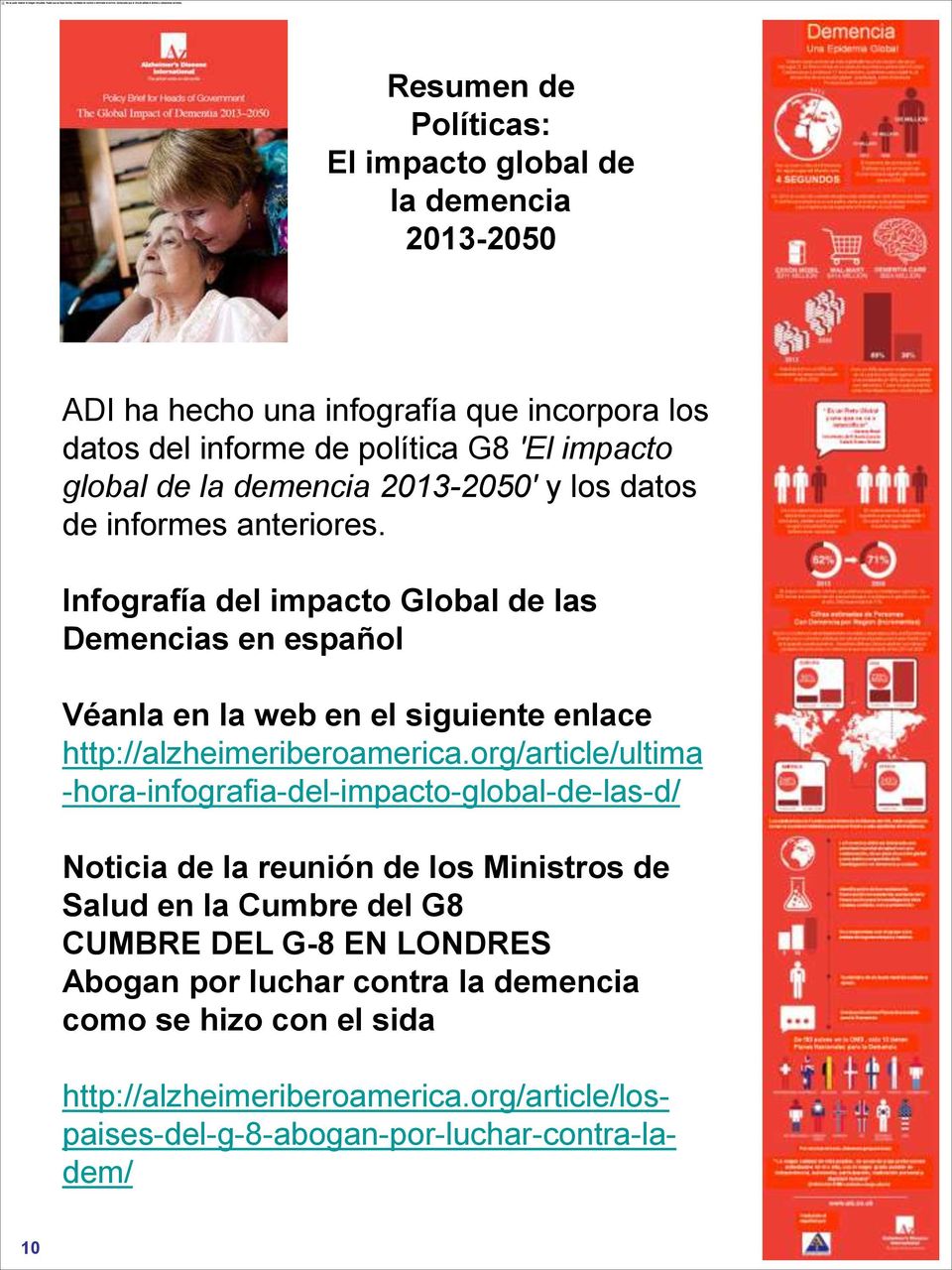 Infografía del impacto Global de las Demencias en español Véanla en la web en el siguiente enlace http://alzheimeriberoamerica.