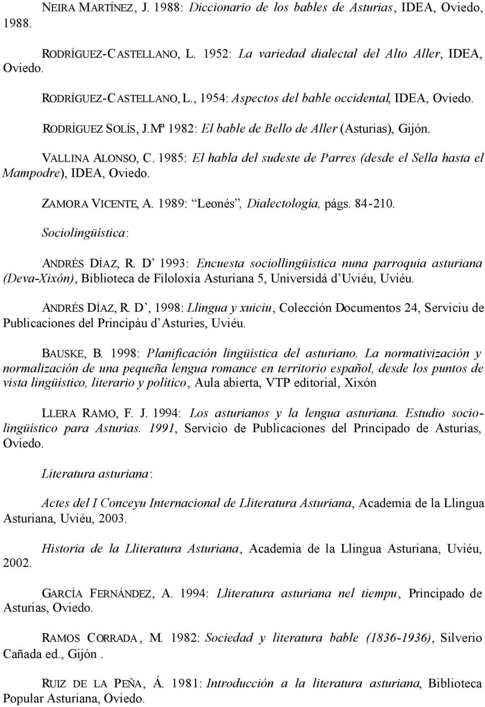 1989: Leonés, Dialectología, págs. 84-210. Sociolingüística: ANDRÉS DÍAZ, R.
