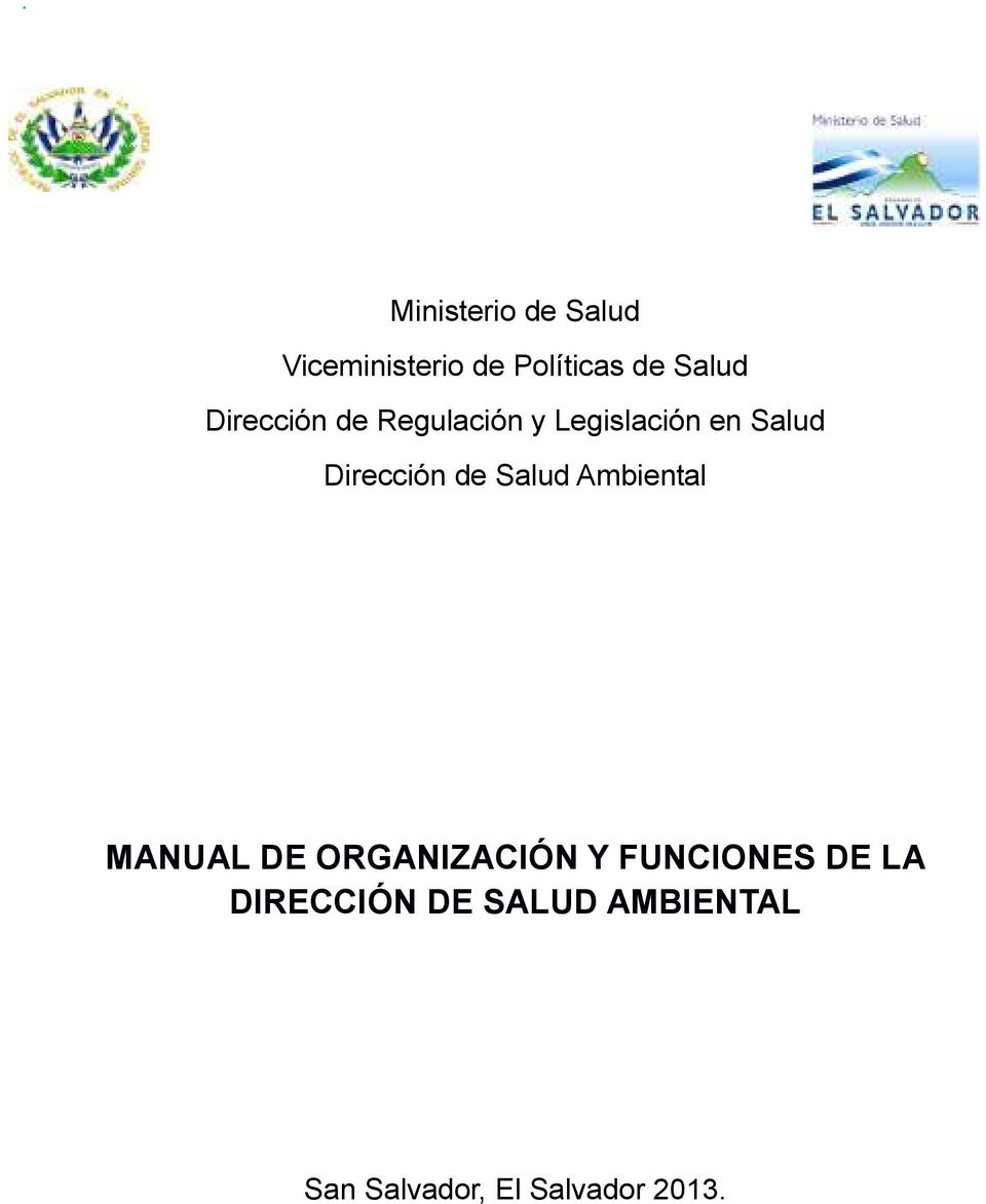 de Salud Ambiental MANUAL DE ORGANIZACIÓN Y FUNCIONES DE