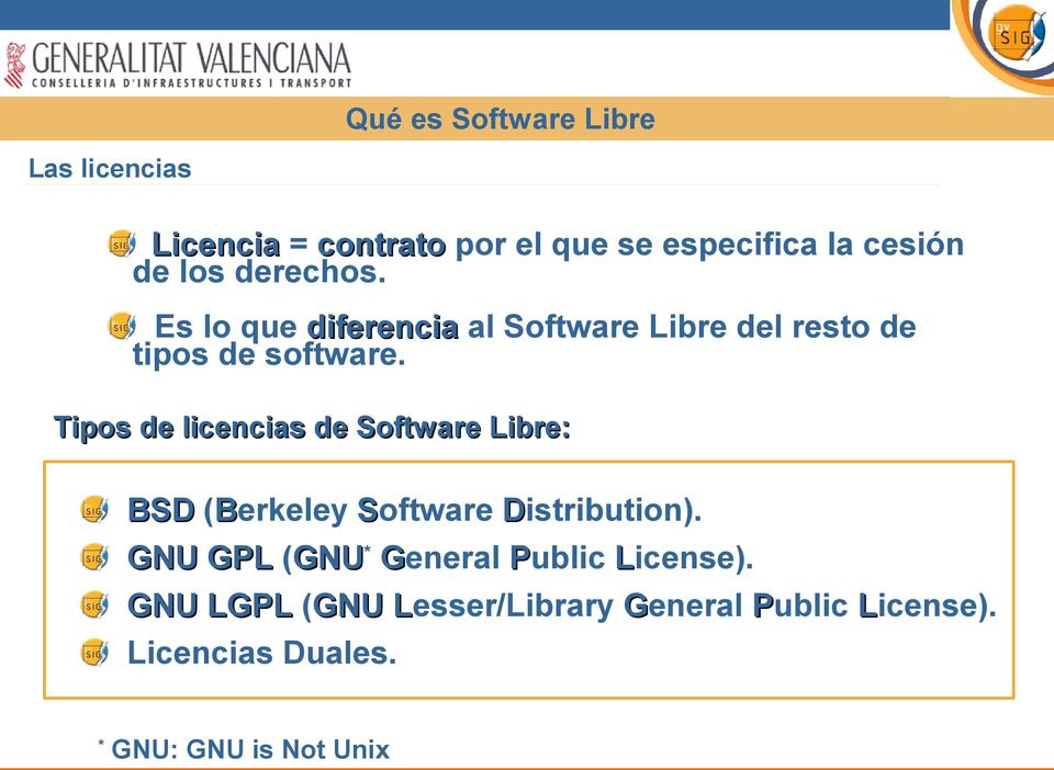Tipos de licencias de Software Libre: BSD (Berkeley Software Distribution).