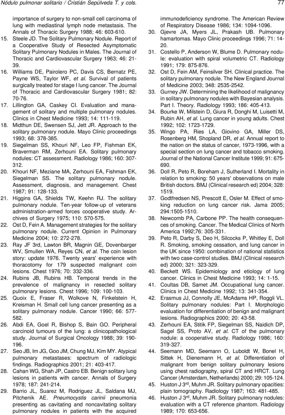 The Journal of Thoracic and Cardiovascular Surgery 1963; 46: 21-39. 16. Williams DE, Pairolero PC, Davis CS, Bernatz PE, Payne WS, Taylor WF, et al.