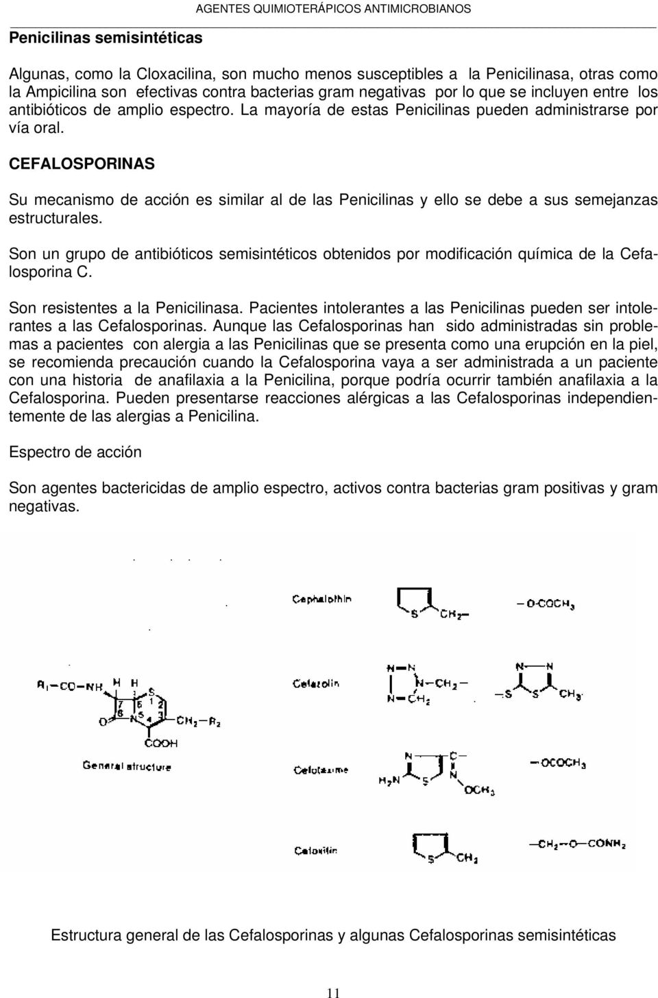 CEFALOSPORINAS Su mecanismo de acción es similar al de las Penicilinas y ello se debe a sus semejanzas estructurales.