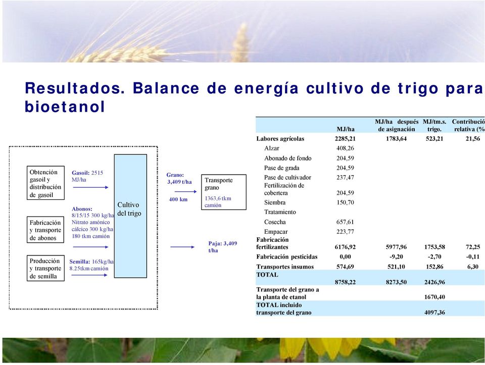 300 kg/ha Nitrato amónico cálcico 300 kg/ha 180 tkm camión Semilla: 165kg/ha 8.