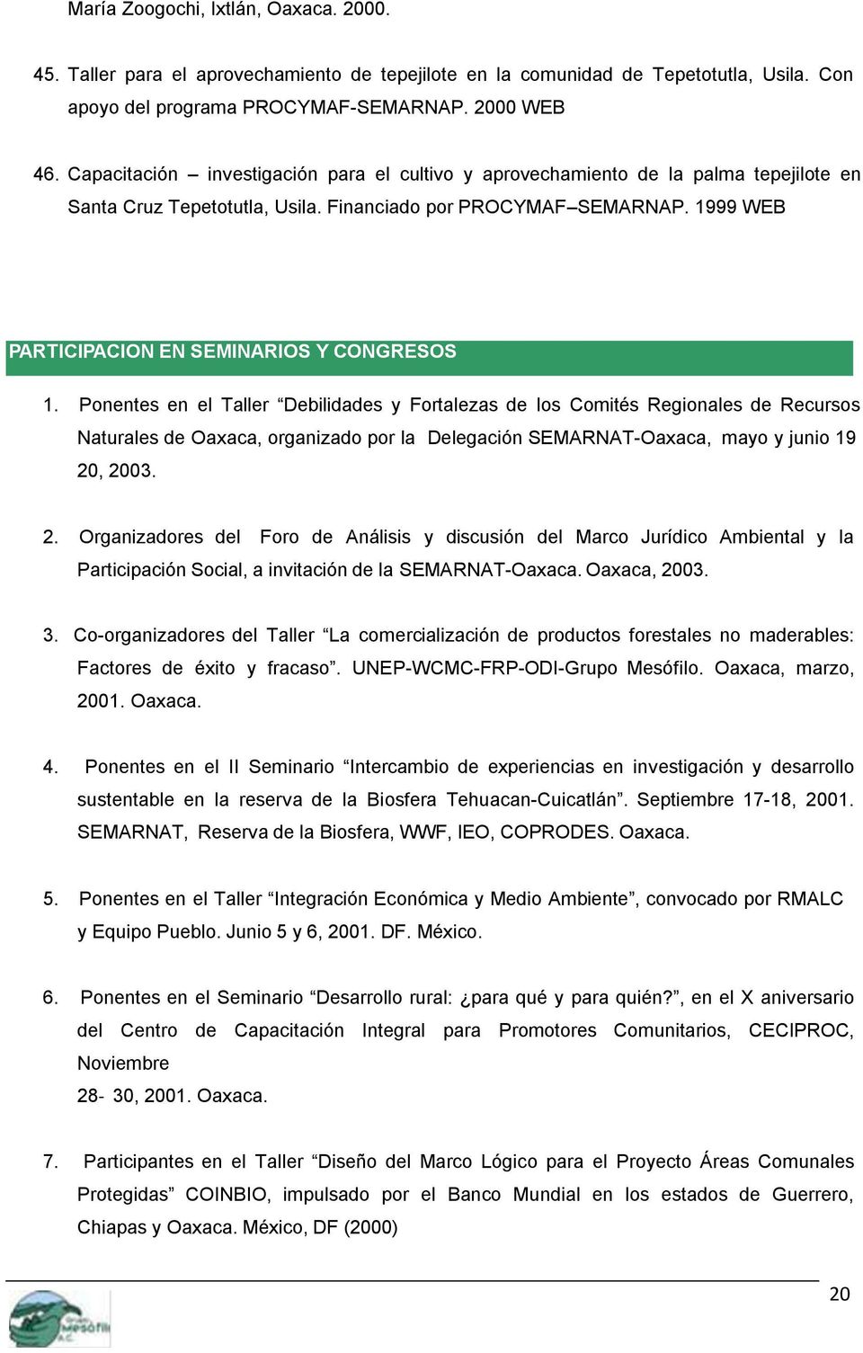 1999 WEB PARTICIPACION EN SEMINARIOS Y CONGRESOS 1.