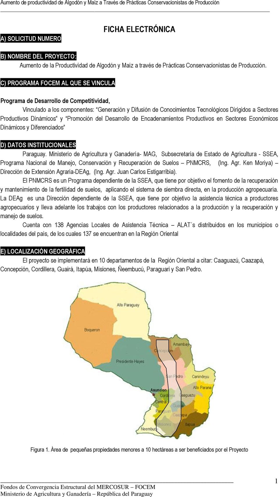 Dinámicos y Promoción del Desarrollo de Encadenamientos Productivos en Sectores Económicos Dinámicos y Diferenciados D) DATOS INSTITUCIONALES Paraguay.