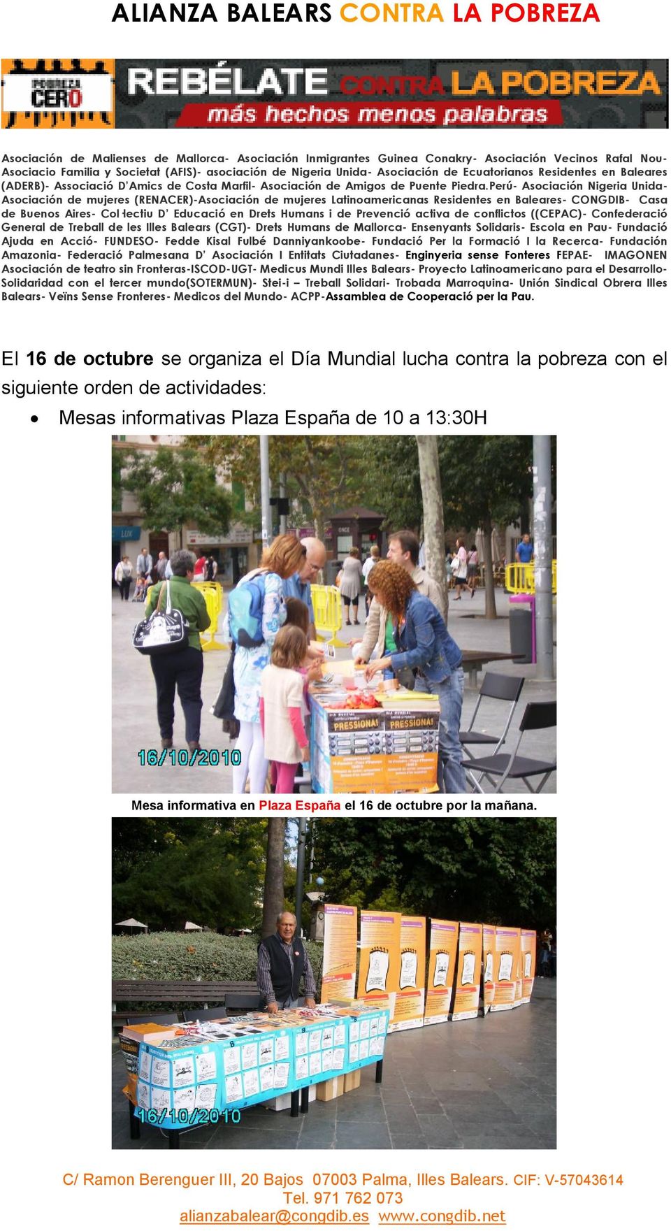 actividades: Mesas informativas Plaza España de 10 a