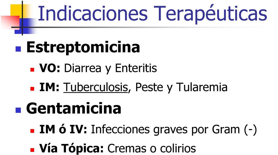 Tularemia Gentamicina IM ó IV: Infecciones