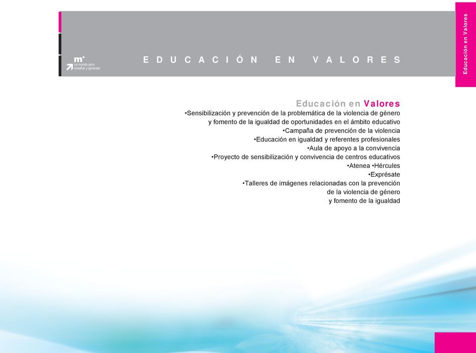 violencia Educación en igualdad y referentes profesionales Aula de apoyo a la convivencia Proyecto de sensibilización y convivencia de