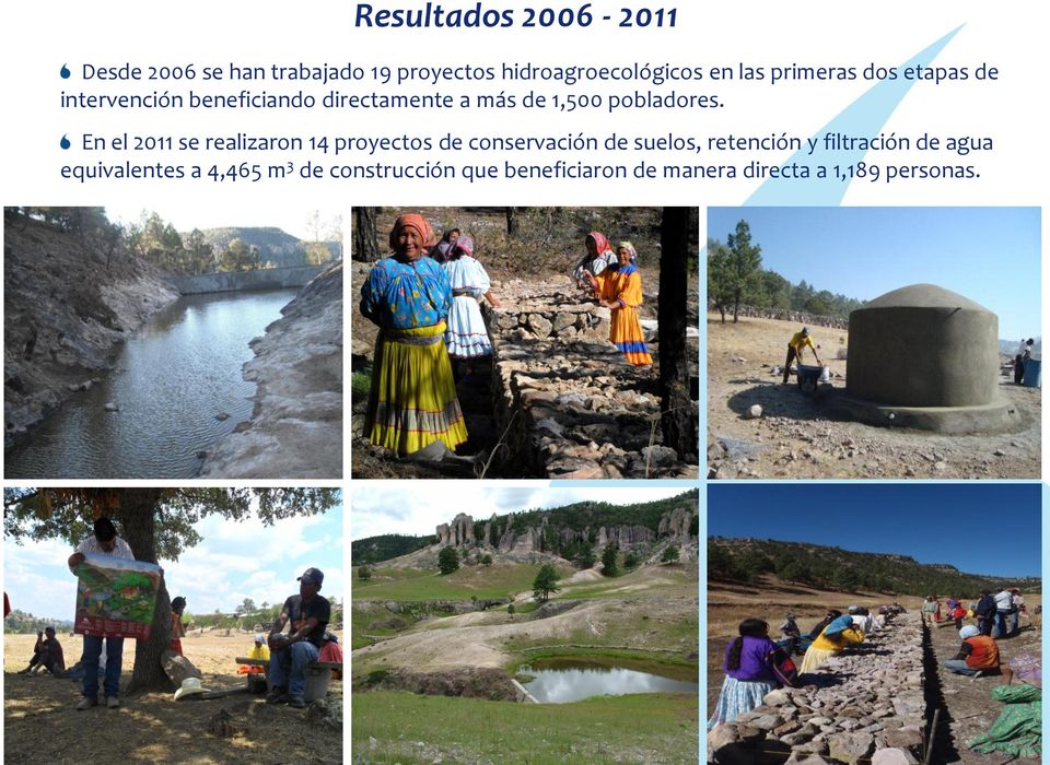 En el 2011 se realizaron 14 proyectos de conservación de suelos, retención y filtración de