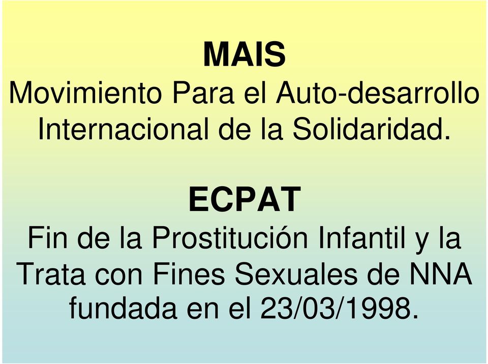 ECPAT Fin de la Prostitución Infantil y la