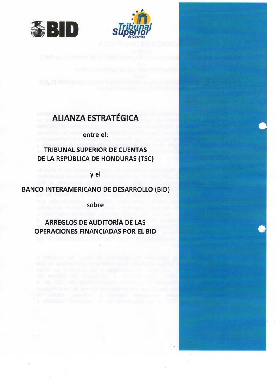 HONDURAS (TSC) y el BANCO INTERAMERICANO DE DESARROLLO (BID)