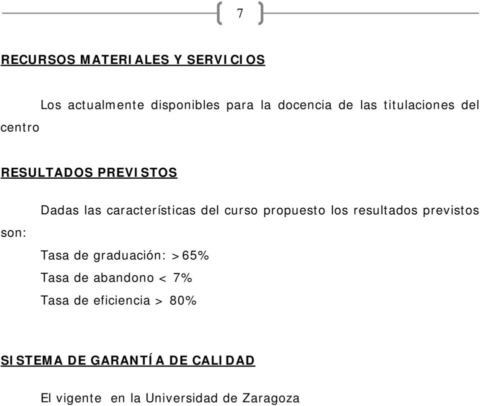 propuesto los resultados previstos Tasa de graduación: >65% Tasa de abandono < 7% Tasa