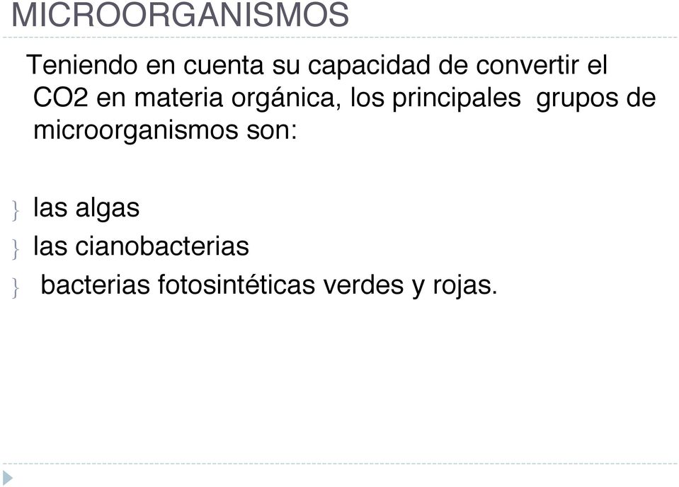 principales grupos de microorganismos son: } las