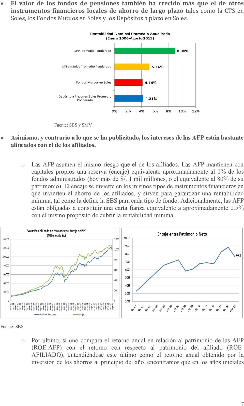 Las AFP mantienen cn capitales prpis una reserva (encaje) equivalente aprximadamente al 1% de ls fnds administrads (hy más de S/. 1 mil millnes, el equivalente al 80% de su patrimni).
