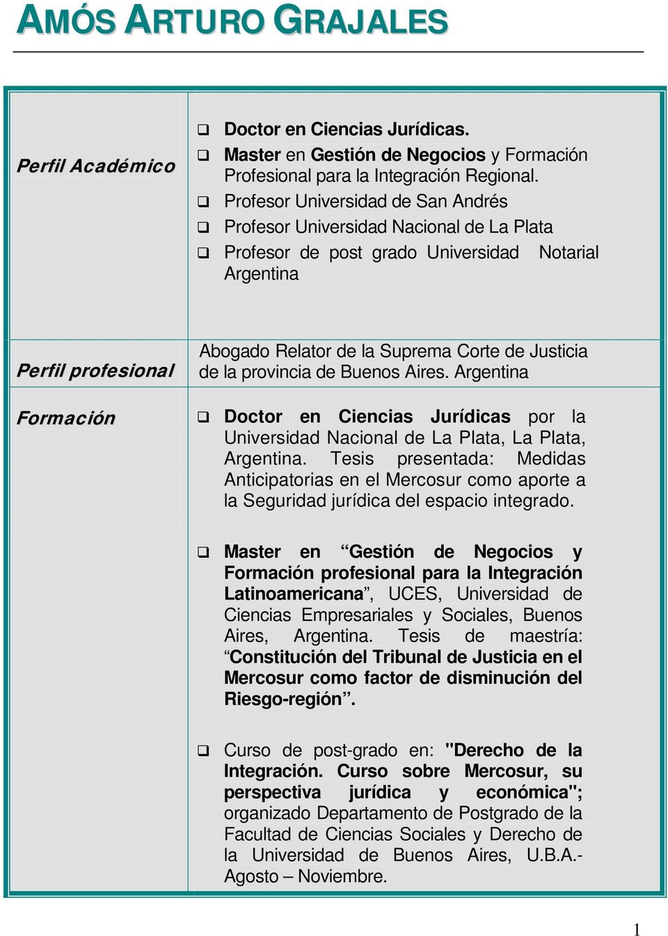 Justicia de la provincia de Buenos Aires. Argentina Doctor en Ciencias Jurídicas por la Universidad Nacional de La Plata, La Plata, Argentina.