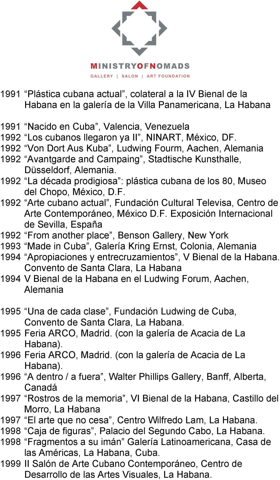 1992 La década prodigiosa : plástica cubana de los 80, Museo del Chopo, México, D.F.