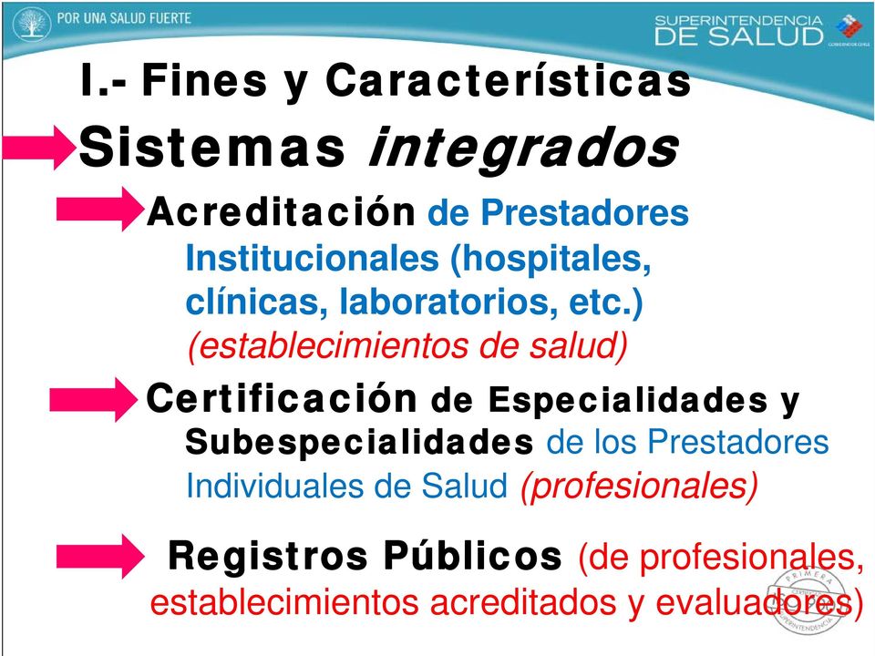 ) (establecimientos de salud) Certificación de Especialidades y Subespecialidades de los