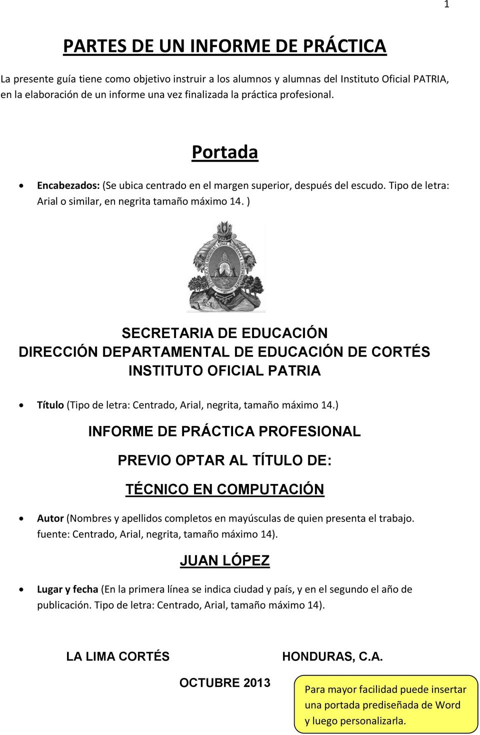 PARTES DE UN INFORME DE PRÁCTICA. Portada - PDF Free Download