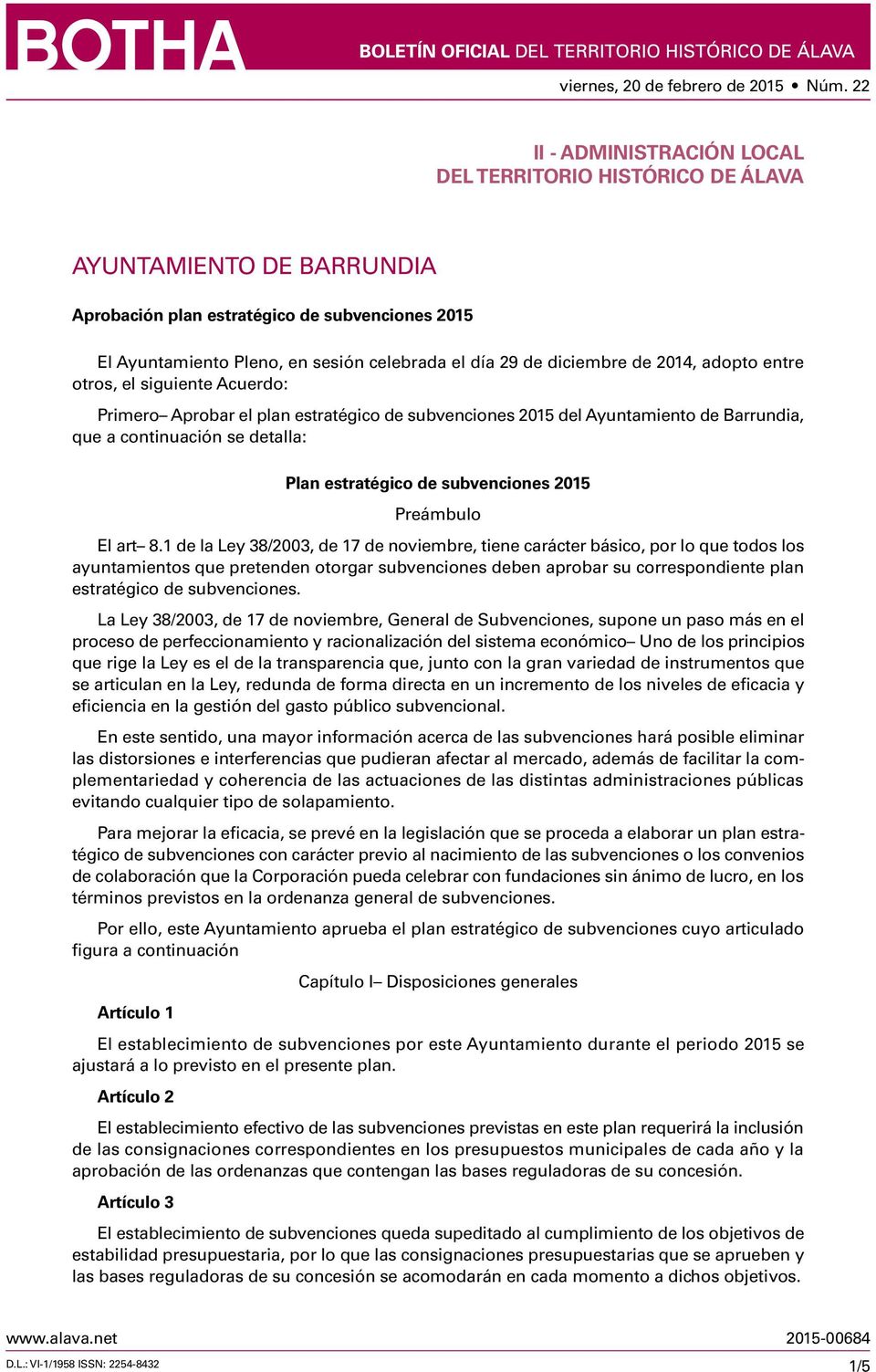 subvenciones 2015 Preámbulo El art 8.