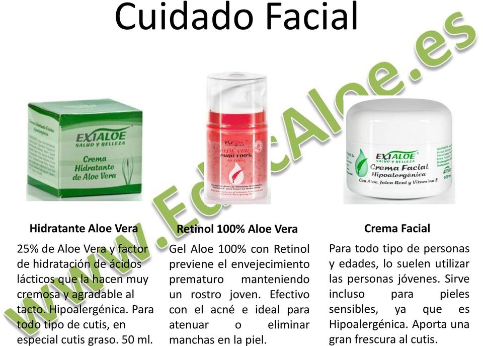 Retinol 100% Aloe Vera Gel Aloe 100% con Retinol previene el envejecimiento prematuro manteniendo un rostro joven.
