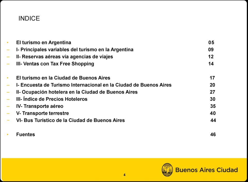 Internacional en la Ciudad de Buenos Aires 20 II- Ocupación hotelera en la Ciudad de Buenos Aires 27 III- Índice de