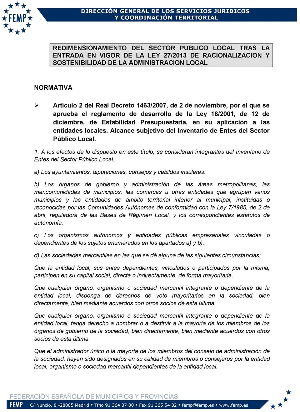 Alcance subjetivo del Inventario de Entes del Sector Público Local. 1.