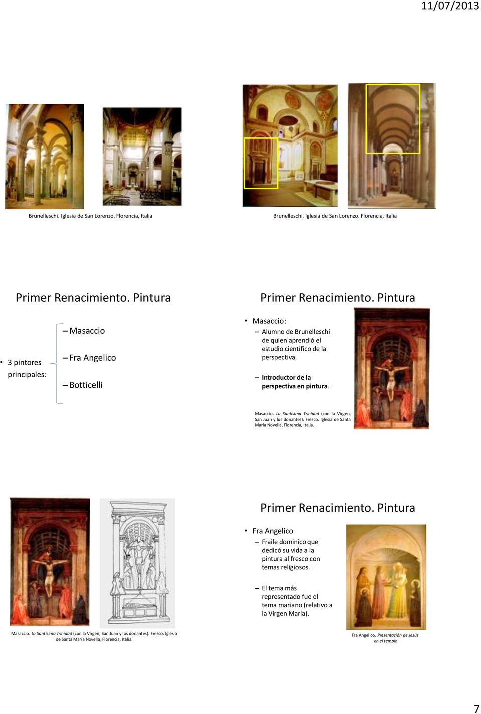 Masaccio. La Santísima Trinidad (con la Virgen, San Juan y los donantes). Fresco. Iglesia de Santa María Novella, Florencia, Italia. Primer Renacimiento.